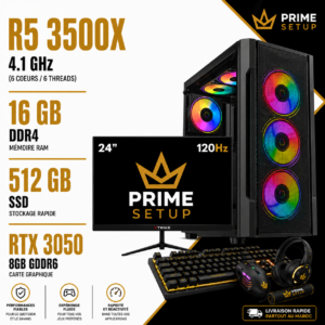 Setup Complet PC Gamer Ryzen 5 3500X / 16GB / 512GB SSD / RTX 3050 8GB