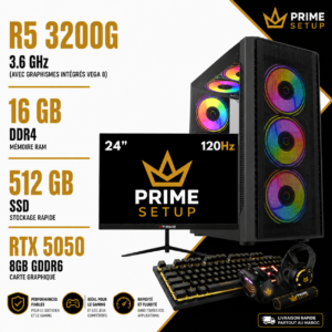 Setup Complet PC Gamer Ryzen 3 3200G / 16GB / 512GB SSD / RTX 5050 8Gb