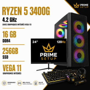 Setup Complet PC Gamer Ryzen 5 3400G / 16GB / 256GB SSD